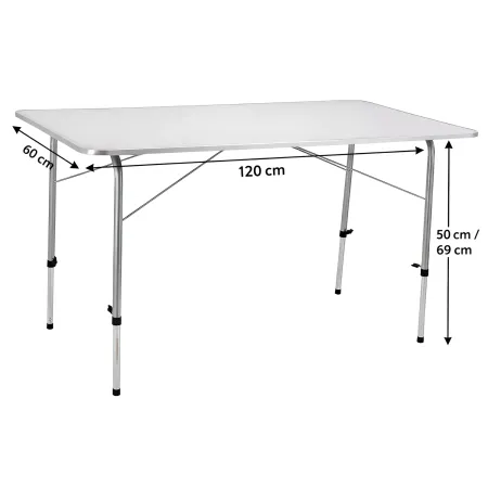 Tavolo Pieghevole Acciaio 120x60 Altezza Regolabile Piano MDF da Esterno