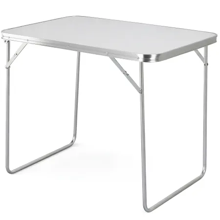 Tavolino Pieghevole 80x60 cm in Acciaio Piano Bianco MDF da Esterno