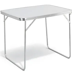 Tavolino Pieghevole 80x60 cm in Acciaio Piano Bianco MDF da Esterno