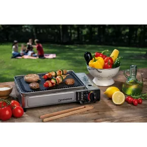 Barbecue a Gas Portatile da Campeggio Piastra con Griglia in Alluminio 2