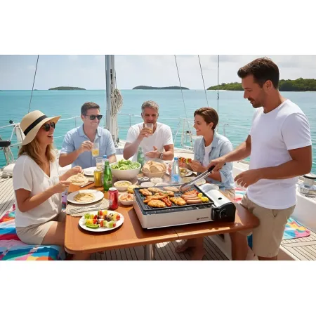 Barbecue a Gas Portatile Kemper Piastra con Griglia in Alluminio 27x34