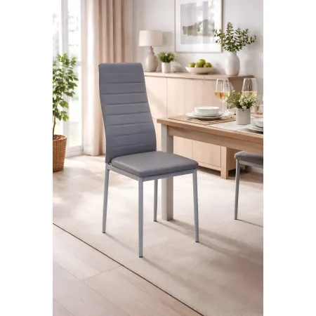 Sedia Cucina Moderna Metallo Grigio Seduta Imbottita Schienale Alto