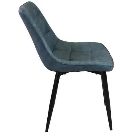 Sedia Imbottita Sala da Pranzo Seduta Ecopelle Blu Moderna Gambe Nere