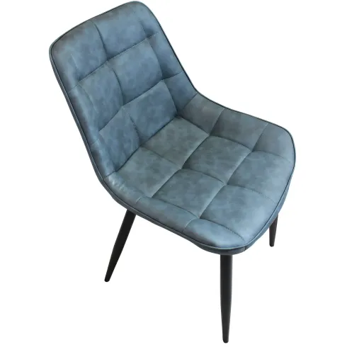 Sedia Imbottita Sala da Pranzo Seduta Ecopelle Blu Moderna Gambe Nere