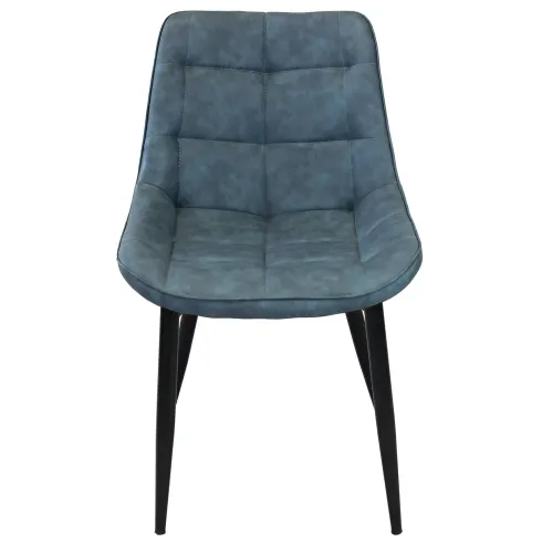 Sedia Imbottita Sala da Pranzo Seduta Ecopelle Blu Moderna Gambe Nere