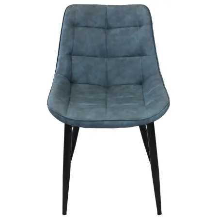 Sedia Imbottita Sala da Pranzo Seduta Ecopelle Blu Moderna Gambe Nere