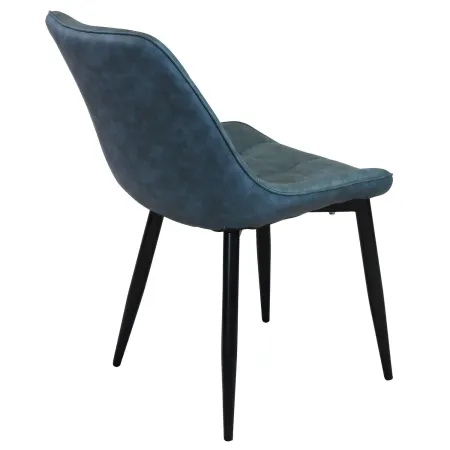 Sedia Imbottita Sala da Pranzo Seduta Ecopelle Blu Moderna Gambe Nere