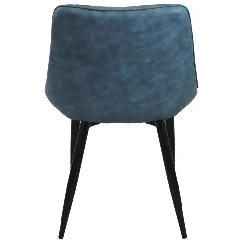 Sedia Imbottita Sala da Pranzo Seduta Ecopelle Blu Moderna Gambe Nere