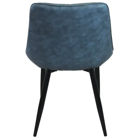 Sedia Imbottita Sala da Pranzo Seduta Ecopelle Blu Moderna Gambe Nere