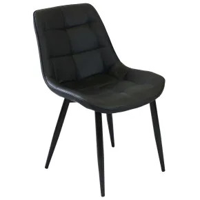 Sedia Imbottita Sala da Pranzo in Ecopelle Nero Moderna Gambe Metallo