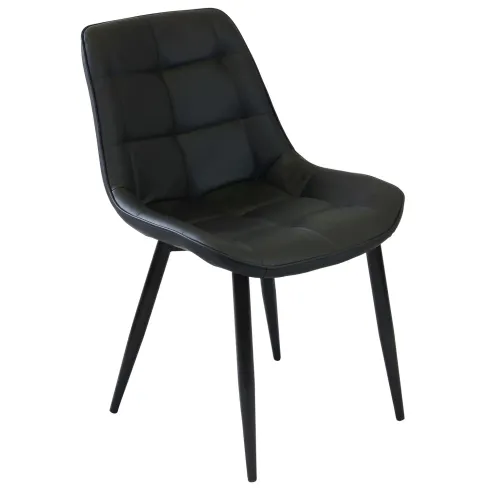 Sedia Imbottita Sala da Pranzo in Ecopelle Nero Moderna Gambe Metallo