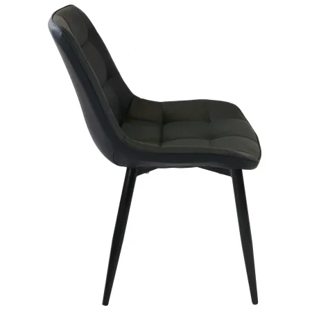 Sedia Imbottita Sala da Pranzo in Ecopelle Nero Moderna Gambe Metallo