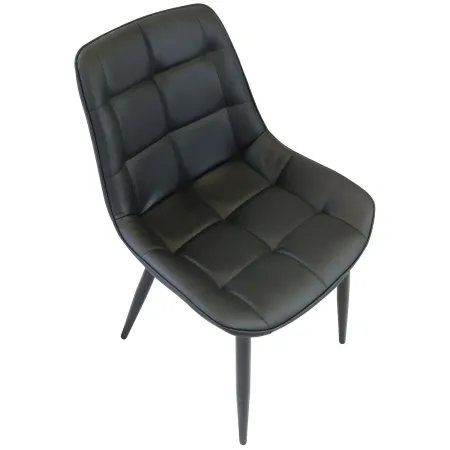 Sedia Imbottita Sala da Pranzo in Ecopelle Nero Moderna Gambe Metallo