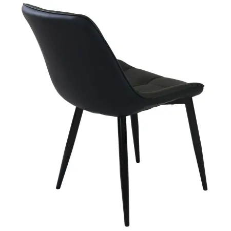 Sedia Imbottita Sala da Pranzo in Ecopelle Nero Moderna Gambe Metallo