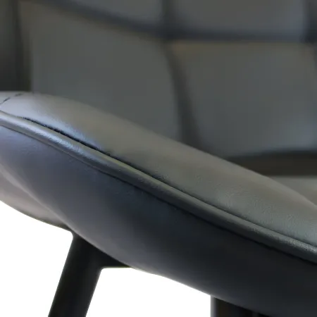 Sedia Imbottita Sala da Pranzo in Ecopelle Nero Moderna Gambe Metallo