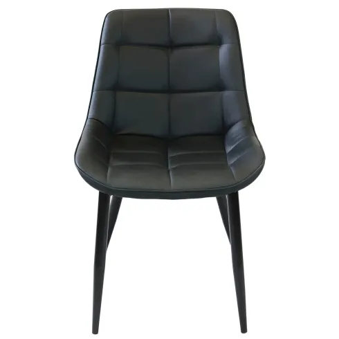 Sedia Imbottita Sala da Pranzo in Ecopelle Nero Moderna Gambe Metallo