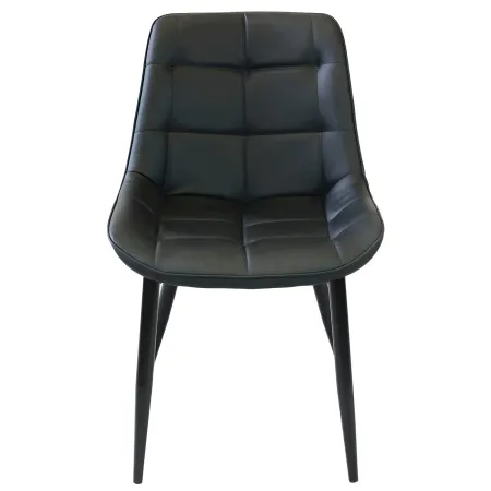 Sedia Imbottita Sala da Pranzo in Ecopelle Nero Moderna Gambe Metallo
