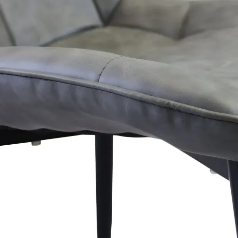 Sedia Imbottita Sala da Pranzo in Ecopelle Grigio Moderna Gambe Nere