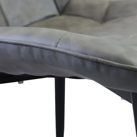 Sedia Imbottita Sala da Pranzo in Ecopelle Grigio Moderna Gambe Nere