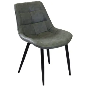 Sedia Imbottita Sala da Pranzo in Ecopelle Grigio Moderna Gambe Nere