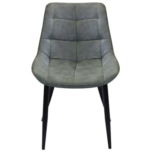 Sedia Imbottita Sala da Pranzo in Ecopelle Grigio Moderna Gambe Nere