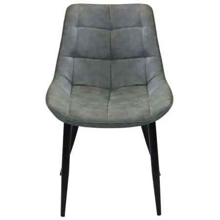 Sedia Imbottita Sala da Pranzo in Ecopelle Grigio Moderna Gambe Nere