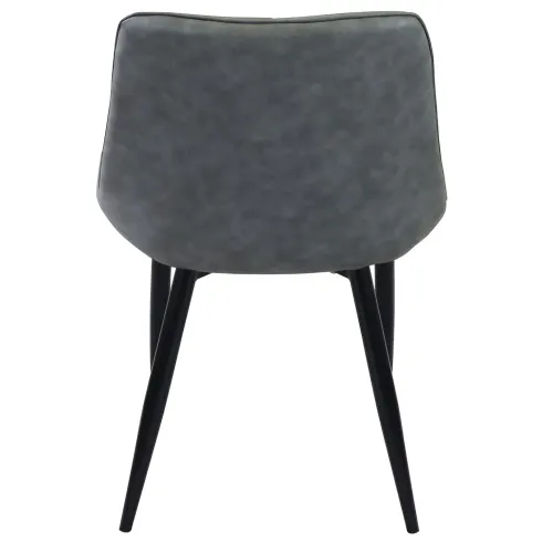 Sedia Imbottita Sala da Pranzo in Ecopelle Grigio Moderna Gambe Nere