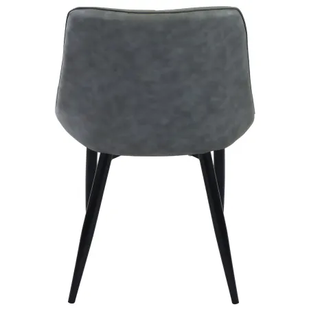 Sedia Imbottita Sala da Pranzo in Ecopelle Grigio Moderna Gambe Nere