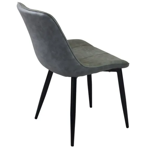 Sedia Imbottita Sala da Pranzo in Ecopelle Grigio Moderna Gambe Nere