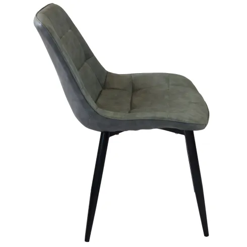 Sedia Imbottita Sala da Pranzo in Ecopelle Grigio Moderna Gambe Nere