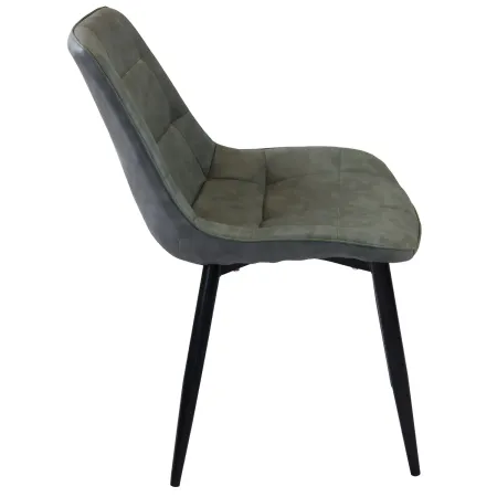 Sedia Imbottita Sala da Pranzo in Ecopelle Grigio Moderna Gambe Nere