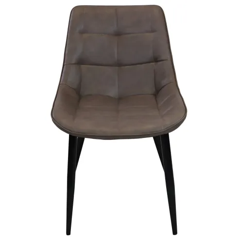 Sedia Imbottita Sala da Pranzo in Ecopelle Marrone Moderna Gambe Nere