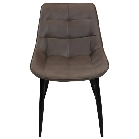 Sedia Imbottita Sala da Pranzo in Ecopelle Marrone Moderna Gambe Nere