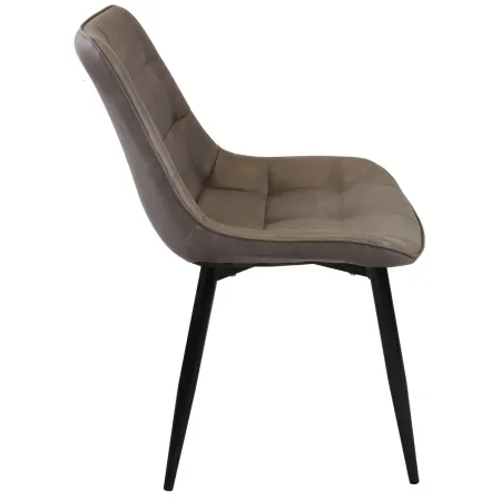 Sedia Imbottita Sala da Pranzo in Ecopelle Marrone Moderna Gambe Nere