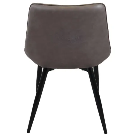 Sedia Imbottita Sala da Pranzo in Ecopelle Marrone Moderna Gambe Nere