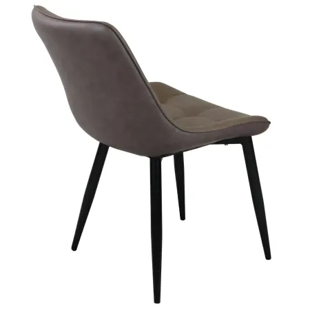 Sedia Imbottita Sala da Pranzo in Ecopelle Marrone Moderna Gambe Nere