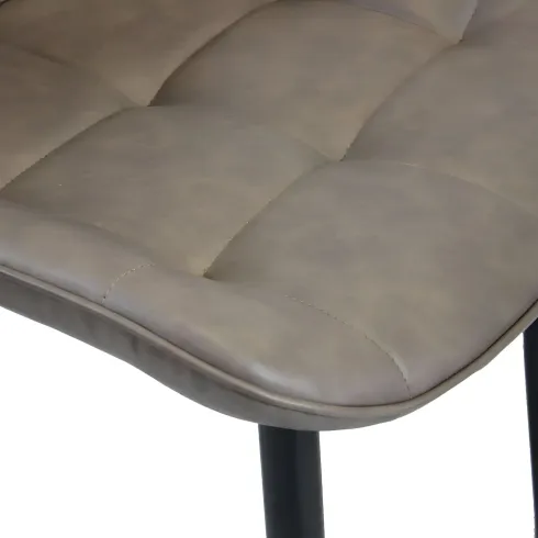 Sedia Imbottita Sala da Pranzo in Ecopelle Marrone Moderna Gambe Nere