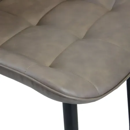Sedia Imbottita Sala da Pranzo in Ecopelle Marrone Moderna Gambe Nere