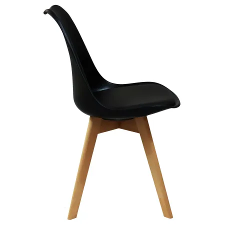 Sedia da Pranzo Moderna Gambe Legno Faccio Seduta Poliuretano Nero