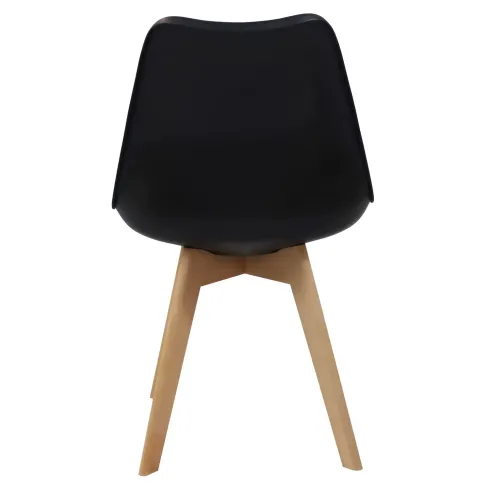 Sedia da Pranzo Moderna Gambe Legno Faccio Seduta Poliuretano Nero