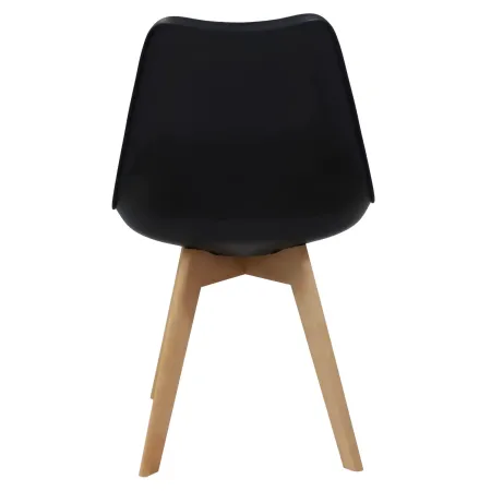 Sedia da Pranzo Moderna Gambe Legno Faccio Seduta Poliuretano Nero