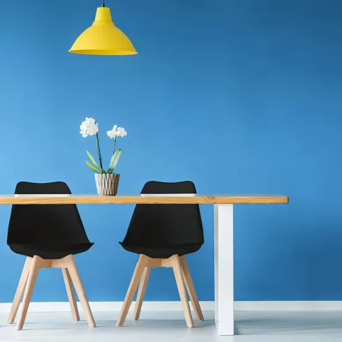 Sedia da Pranzo Moderna Gambe Legno Faccio Seduta Poliuretano Nero