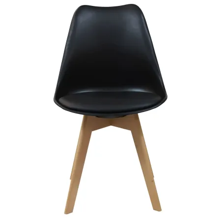 Sedia da Pranzo Moderna Gambe Legno Faccio Seduta Poliuretano Nero