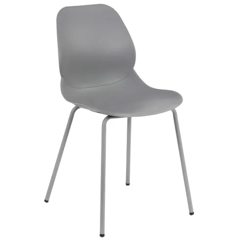 Sedia Cucina Moderna in Plastica Grigio con Gambe in Metallo Grigio