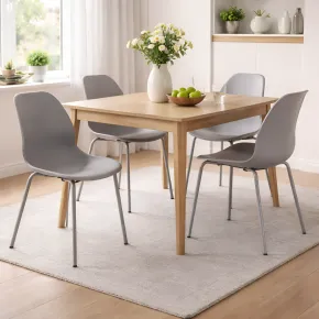Sedia Cucina Moderna in Plastica Grigio con Gambe in Metallo Grigio 2