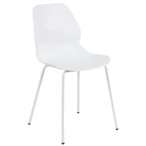 Sedia Cucina Moderna in Plastica Bianco con Gambe in Metallo Bianco