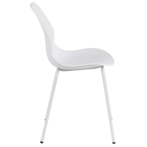 Sedia Cucina Moderna in Plastica Bianco con Gambe in Metallo Bianco
