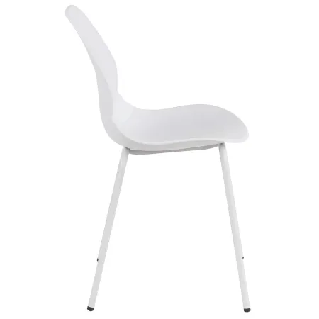 Sedia Cucina Moderna in Plastica Bianco con Gambe in Metallo Bianco