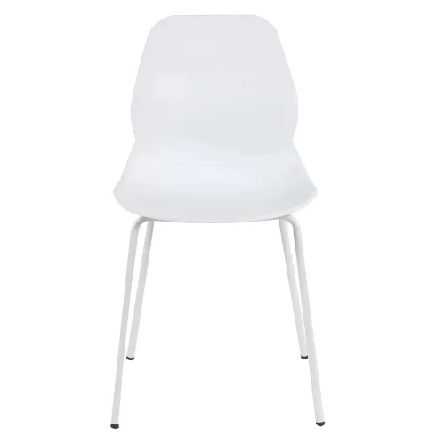 Sedia Cucina Moderna in Plastica Bianco con Gambe in Metallo Bianco