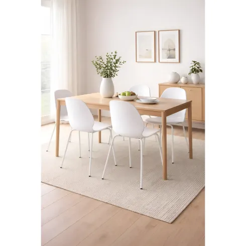 Sedia Cucina Moderna in Plastica Bianco con Gambe in Metallo Bianco